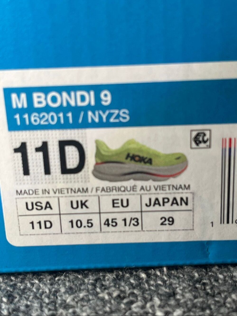 Hoka One One Bondi 9 Neon Yellow Lime Green Running Shoes Men's Size 11 New - Picture 6 of 7
